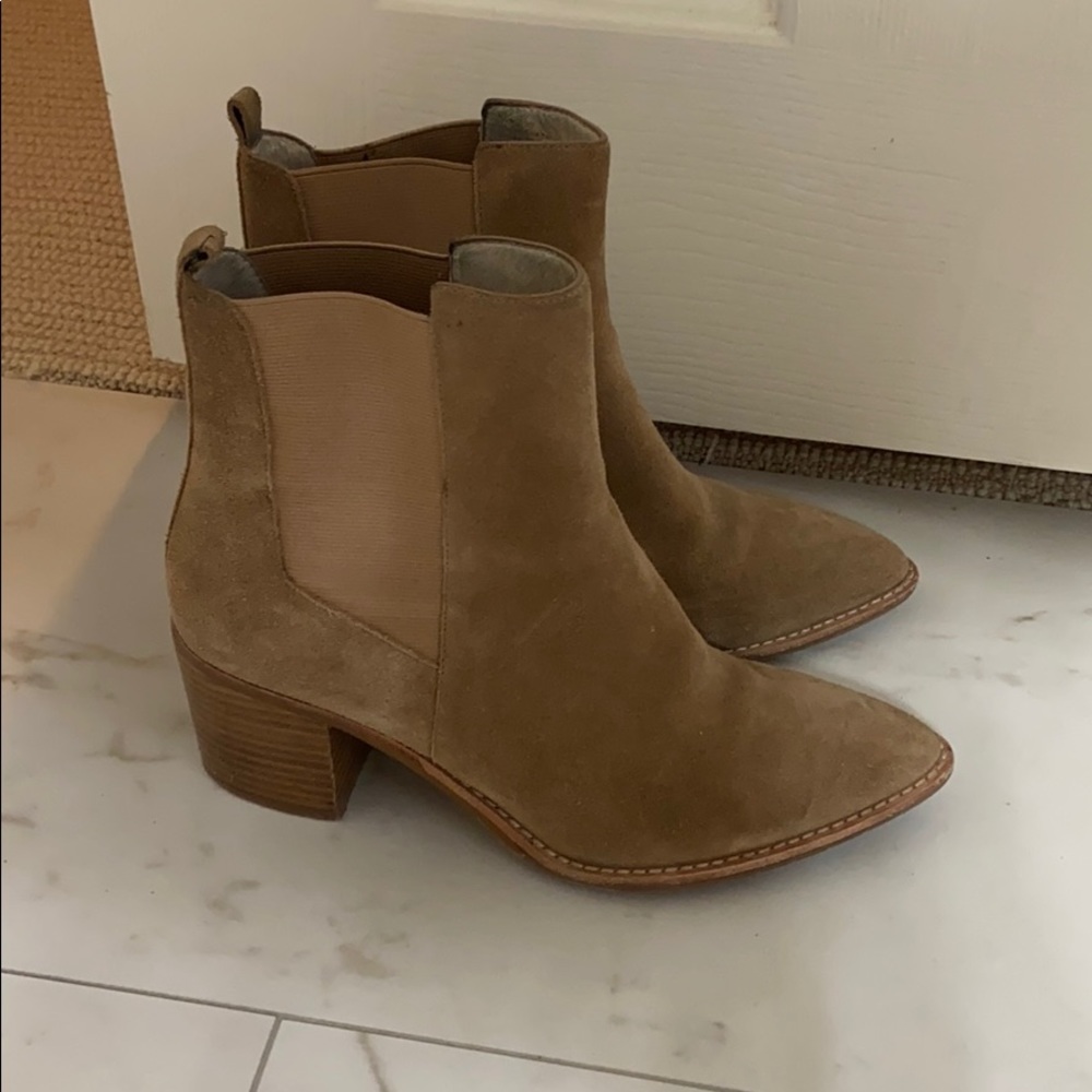 Camel color suede booties